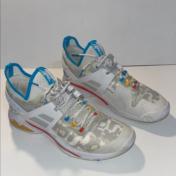 Babolat White and Gray Athletic Sneakers with Colorful Accents 12 - Picture 1 of 11